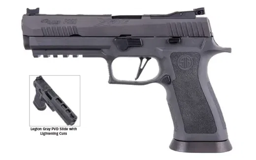 SIG P320 9MM 5IN LEGION GRAY FIBER OPT FRONT W/ R2 ADJ REAR